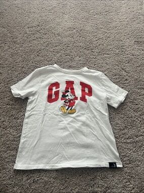 GAP White Tee with Red Logo & Mickey Graphic